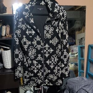 Black and White Patterned Knit Blazer